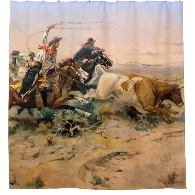 Rideaux De Douche Art occidental "Herd Quitter" par Charles M Russel (Devant)