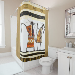Rideaux De Douche Art populaire tribal africain contemporain