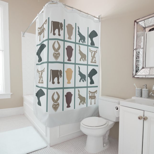 Rideaux De Douche art tribal africain Abstrait (En situation)