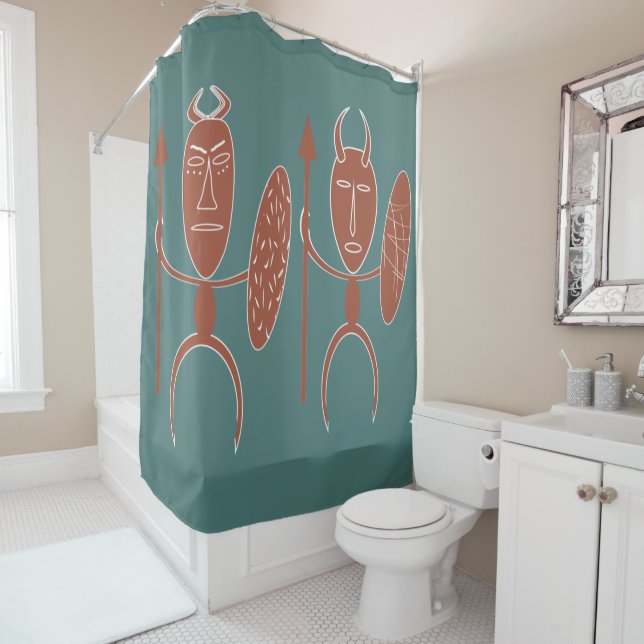 Rideaux De Douche Art tribal africain abstrait de guerrier (En situation)
