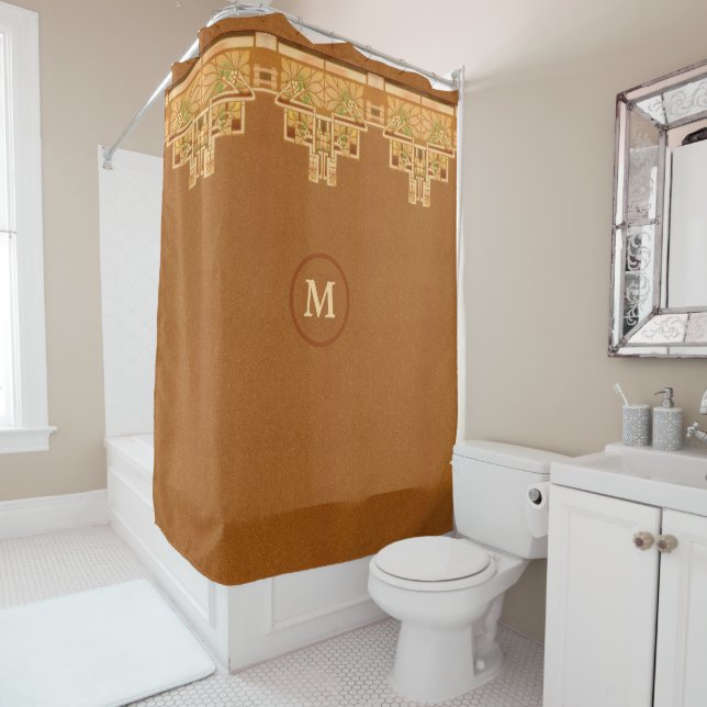 Rideaux De Douche Arts & Crafts, Craftsman or Mission Style Foliage (En situation)