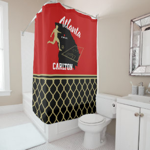 Rideaux De Douche Atlanta Dark Red et Black Soccer