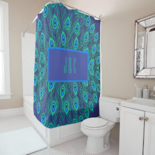 Rideaux De Douche Attraper les yeux Peacock Turquoise et bleu Couleu
