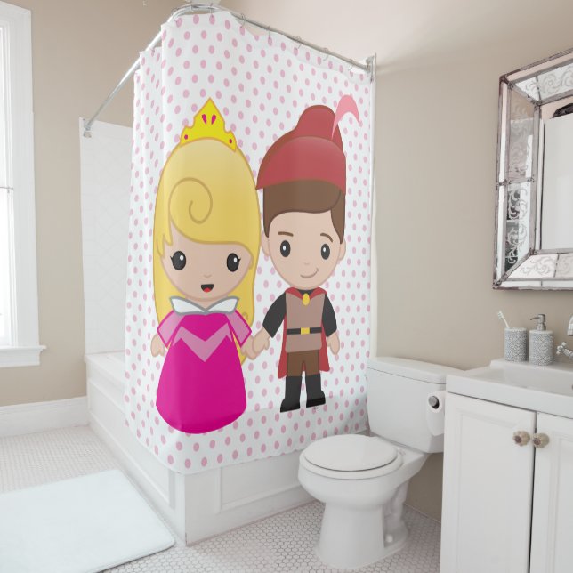 Rideaux De Douche Aurora et Philip Emoji (En situation)