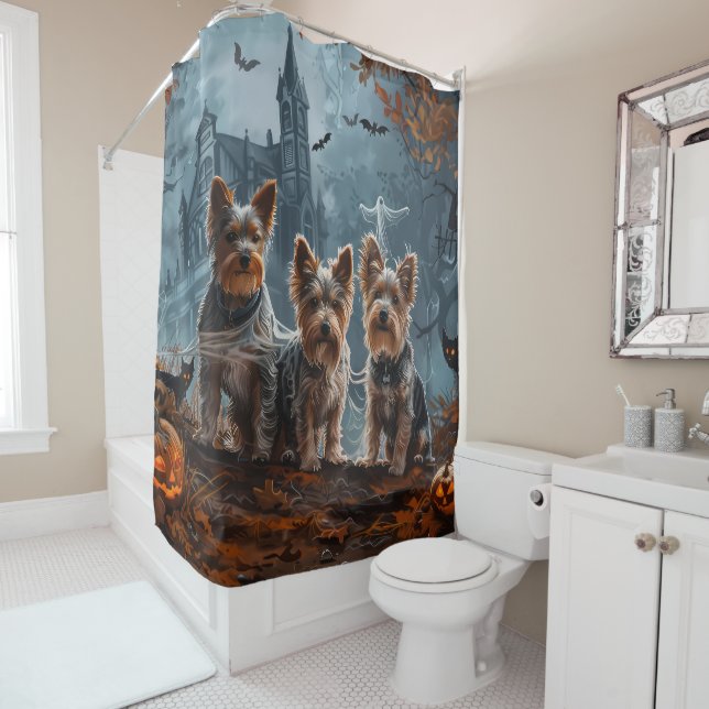 Rideaux De Douche Australien Terrier Halloween nuit chien délice (En situation)