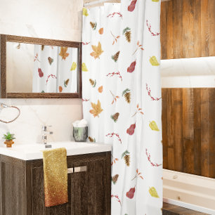 Rideaux De Douche Automne Hiver Feuilles d'automne Pinecone Orange R