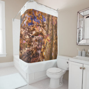 RIDEAUX DE DOUCHE AUTOUR DE LA LUNE DE L'AUTOMNE DE L'OWL AUGMENTER