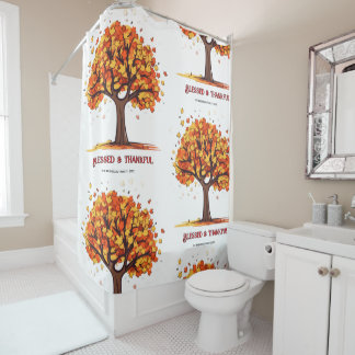 Rideaux De Douche Autumn Fall Tree Happy Thanksgiving Blessed 