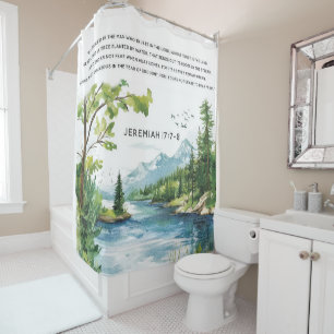 Rideaux de douche avec versets bibliques