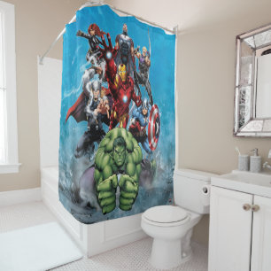 Rideaux De Douche Avengers Classiques   Hulk menant les Avengers