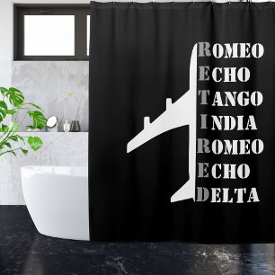 Rideaux De Douche Avion Retraité Alphabet Phonétique OtAN Aviation