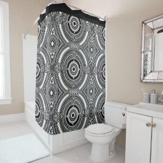 Rideaux De Douche B&W Medallion Motif