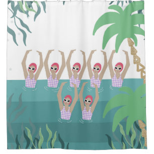 Rideaux De Douche Baigneurs artistiques Synchro Natation Tropicale