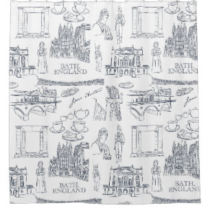 Rideaux De Douche Bain, Angleterre motif style Toile, Jane Austen