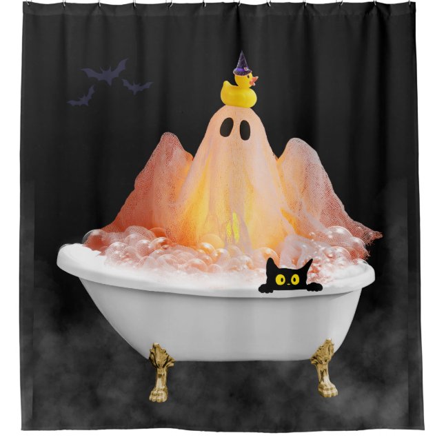 Rideaux De Douche Bain de la bulle fantôme d'Halloween (Devant)