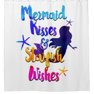 Rideaux De Douche Baisers de sirène et souhaits d'étoiles de mer Aqu