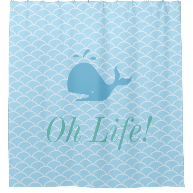 Rideaux De Douche Baleine bleue turquoise moderne (Devant)