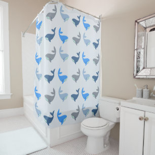 Rideaux De Douche Baleine moderne mignonne Motif illustré bleu