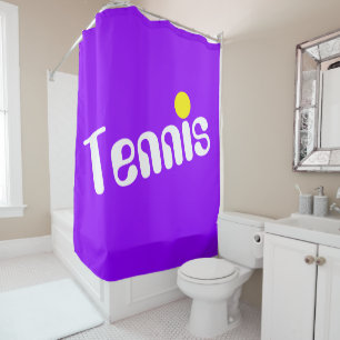 Rideaux De Douche Balle de jeu de texte TENNIS blanc violet vif des