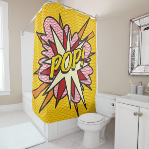 Rideaux De Douche Bande dessinée POP Amusant Rétro Moderne Super-hér