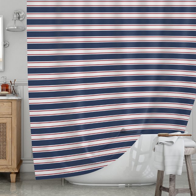 Rideaux De Douche Bande marine et rouge (Créateur téléchargé)