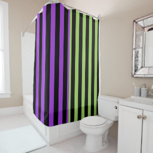 Rideaux De Douche Bande verte violette et noire d'Halloween