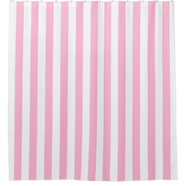 Rideaux De Douche Bande Verticale Rose Coton Blanc NL #0 (Devant)