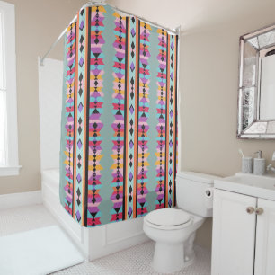 Rideaux De Douche bandes colorées et triangles Motif mélange