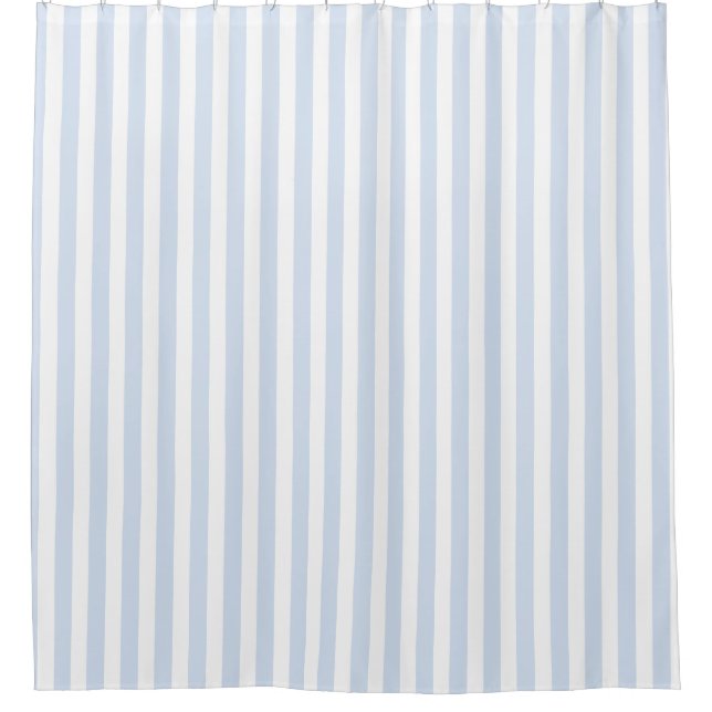 Rideaux De Douche Bandes de bonbons bleu pâle et blanc (Devant)