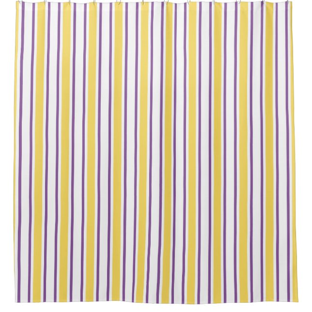 Rideaux De Douche Bandes de bonbons jaunes, violets et blancs (Devant)
