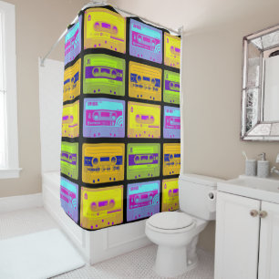 Rideaux De Douche Bandes de cassettes Pop Art Retro 80s