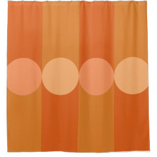 Rideaux De Douche Bandes de géométrie rétro Cercles orange