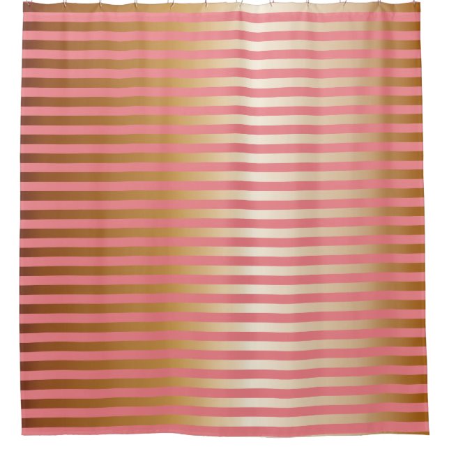 Rideaux De Douche Bandes de graduation rose et or doux (Devant)