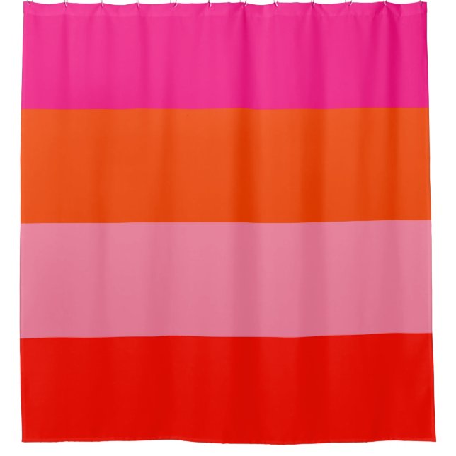 Rideaux De Douche Bandes roses chaudes et orange brillantes (Devant)