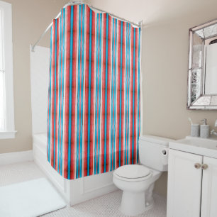 Rideaux De Douche Bandes rouge, bleu et rose vif motif de taille S