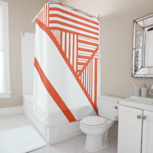 Rideaux De Douche Bandes triangulaires - Orange et Blanc