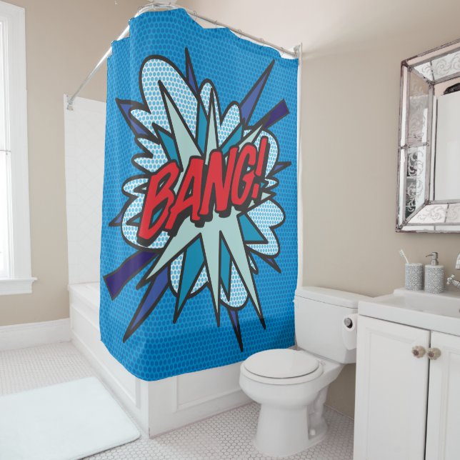 Rideaux De Douche BANG Fun Retro Combook Pop Art (En situation)
