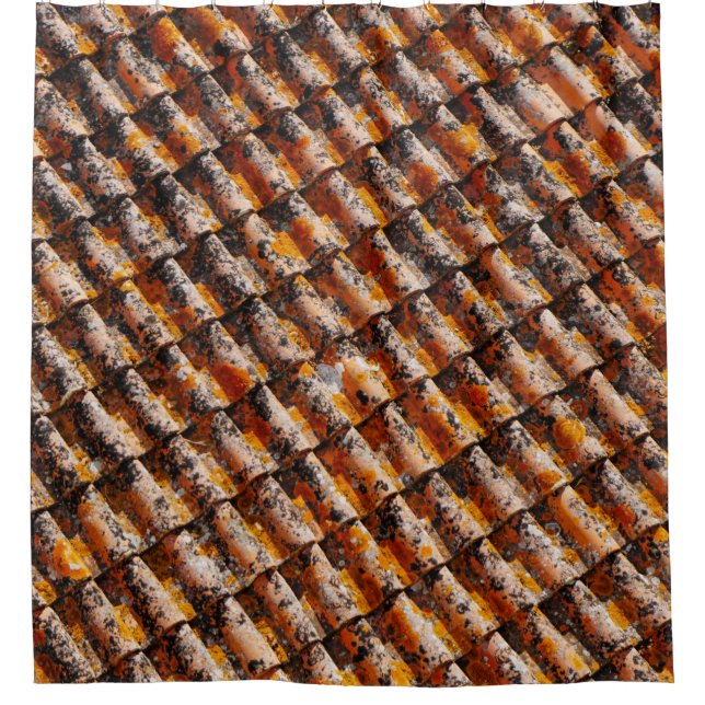 Rideaux De Douche Bardeaux de toit orange et noir (Devant)