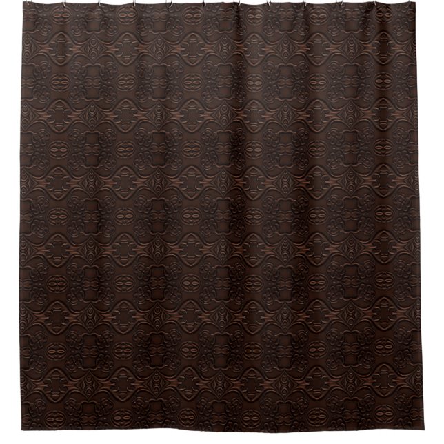 Rideaux De Douche Baroque Floral Faux Motif en cuir (Devant)