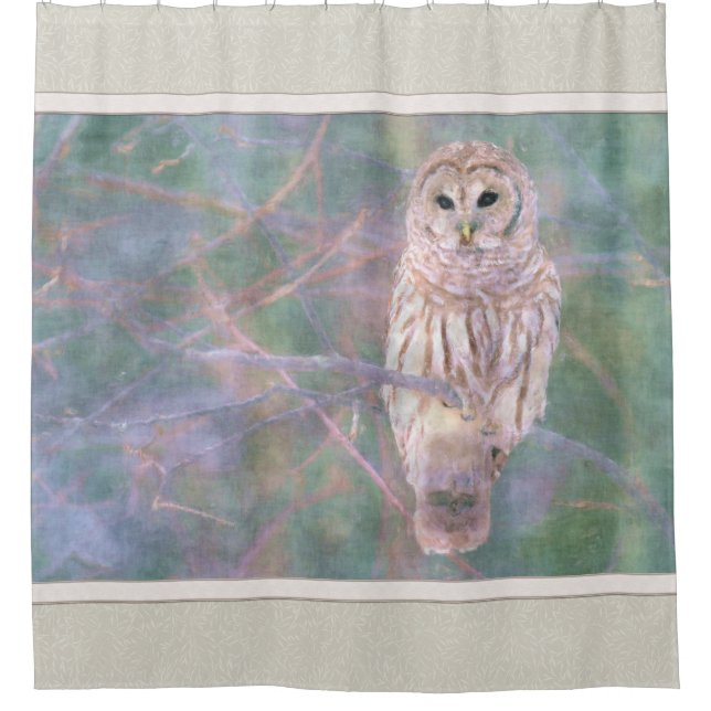Rideaux De Douche Barred Owl Pastel Oilpaint (Devant)
