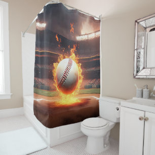 Rideaux De Douche Baseball Flamand Au Stade