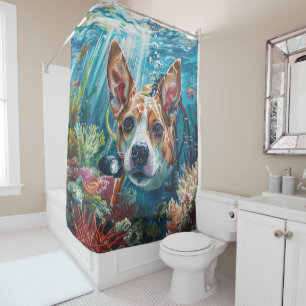 Rideaux De Douche Basenji Chien Plongée Sous-Marine