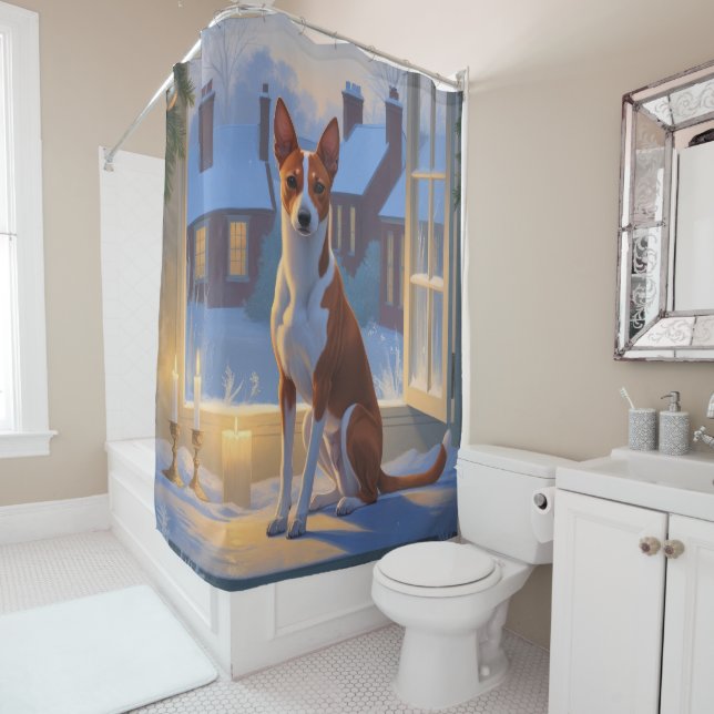 Rideaux De Douche Basenji With Christmas Lights Holiday (En situation)