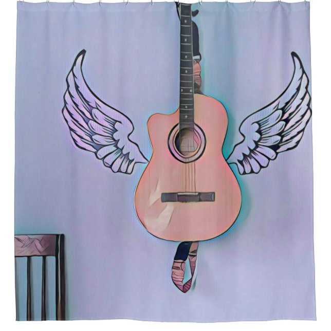 Rideaux De Douche Basse guitariste cadeau (Devant)