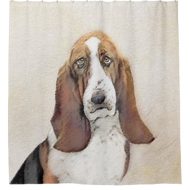 Rideaux De Douche Basset Hound Peinture - Cute Original Chien Art (Devant)