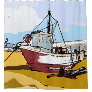 Rideaux De Douche Bateau de pêche pittoresque