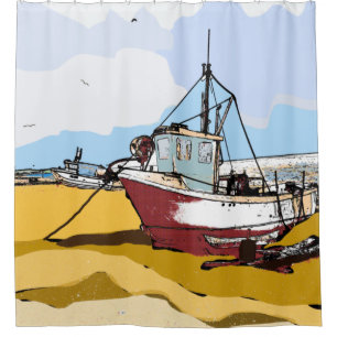 Rideaux De Douche Bateau de pêche pittoresque