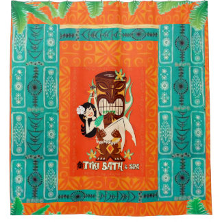 Rideaux De Douche Bath et spa tropicaux modernes de Tiki de la