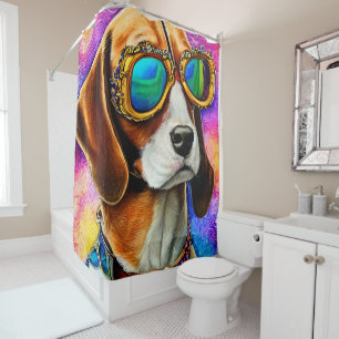 Rideaux De Douche Beagle avec lunettes de soleil