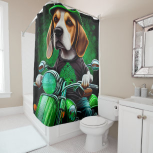 Rideaux De Douche Beagle Chien conduisant vélo St. Patrick's Day
